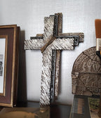 Eagrafts Rustic Decorative Layered Wood Texture Resin Wall Cross, Home Wall Decor