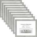 Vittanly 8.5x11 Picture Frames Set of 9, Shatter Resistant Plexiglass, Display 6x8 Pictures with Mat or 8.5x11 without Mat, Photo Frames for Wall or Tabletop, Engineered Wood, Grey