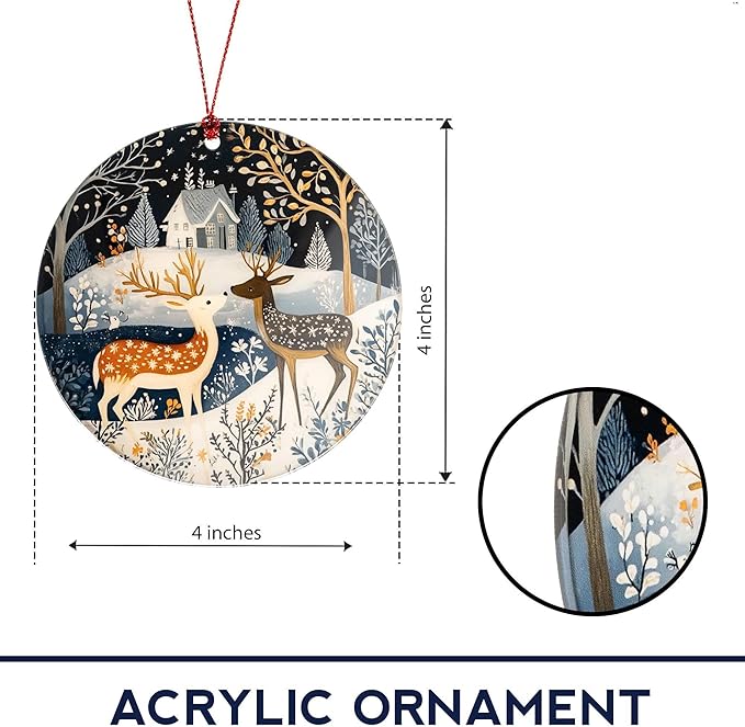 Reindeer Ornaments, Scandinavian Christmas Ornaments, Dated Christmas Ornament 2026, Ornament Keepsake for Women Men and Friends, Reindeer Christmas Decoration Hanging for Family