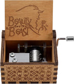 Huntmic Wooden Beauty and The Beast Music Box,Hand Crank Classic Antique Carved Wood Musical Boxes Gift for Birthday/Valentine's Day/Christmas(Beauty and The Beast)