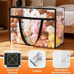 Clear Under Bed Storage Containers - 4 Pack Large Capacity Clothes Storage Bags with Lid & Sturdy Handles, Foldable Moving Bags, Clothing Organizer Totes for Bedding, Comforter, Sheet(60 L)