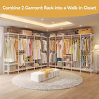 H5 Extra Large Heavy Duty Clothes Rack, Wire Garment Rack, Freestanding Clothing Rack for Hanging Clothes, Wardrobe Closet with Adjustable Shelf, 93.3" Wx15.7 Dx75.4 H, White, Load 1400 lbs