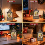 Musical Nativity Scene Christmas Snow Globe Lantern - Lighted Nativity Snow Globes with Swirling Glitter, LED Lights, Silent Night Song, 6-Hour Timer, Battery or USB Powered, Xmas Decorations Gifts