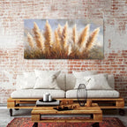 Vintage Boho Reed Canvas Wall Art Abstract Nature Plant Wall Decor Minimalist Botanical Prints Pictures Dried Reeds Flowers Poster Painting Artwork for Living Room Bedroom Home Decoration 29.53x57.87"