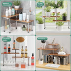 ZHWS Bathroom Counter Organizer Corner Countertop Shelf Adjustable 3 Tier Corner Shelf Kitchen Counter Organizer with 4 Metal Hooks for Bathroom Counter, Makeups, Dresser Table, Over Sink