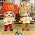 BJD Blind Box Cute Figures, Collectible Poseable OB11 Doll with 1/12 Scale Removable Clothes，Surprise Gift Single Random Mystery Box-Japanese Foodie Fun Series