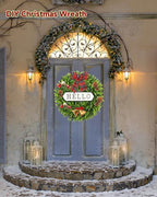 DDHS 20'' Boxwood Wreaths Front Door Artificial Spring Wreath. Wreaths for Front Door Farmhouse Wedding Green Year Round Indoor Outdoor for Summer Wreath St Patricks Day Decorations -(Hello Sign)