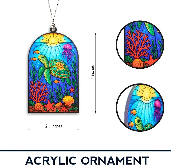 Bring Ocean Beauty to Your Christmas Tree, Christmas Ornaments 2026, Sea Turtle Gifts for Women, Acrylic Hanging Ornaments Ocean Turtle Pendant Decorations, Beach Christmas Ornaments for Home Decor