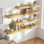 FLYJOE 36 Inch Long Floating Shelves for Wall Set of 1, 12" D Wood Grain Bathroom Shelves with Invisible Brackets, Easy Install Engineered Wood Storage Shelves for Kitchen, Living Room, Bedroom