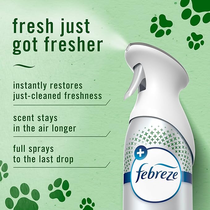 Febreze Air Mist, Air Freshener Spray, Odor Fighting Room Spray, Deodorizer for Home Bathroom Kitchen Apartment, Pet Odor Fighter Fresh Scent, 8.1oz (Pack of 3)