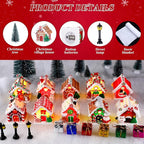 Shappy 48 Pcs Christmas Village Houses Town Buildings Accessories 10 Light up Christmas Village House 12 Mini Trees 12 LED Lights 2 Snow Blanket Box for DIY(Vintage Style)