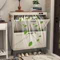 TaoHFE Farmhouse Small Shoe Cabinet Storage for Entryway,Deodorizing Shoe Organizer Cabinet Storage with 2 Flip Drawers,White flip Drawer Shoe Cabinet Hidden Cabinet Foyer,Hallway