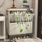 TaoHFE Farmhouse Small Shoe Cabinet Storage for Entryway,Deodorizing Shoe Organizer Cabinet Storage with 2 Flip Drawers,White flip Drawer Shoe Cabinet Hidden Cabinet Foyer,Hallway