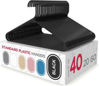 Sharpty Plastic Hangers Clothes Hangers for Clothing, Closet, Coats & Shirts - Durable & Space Saving - for Everyday Standard Use, Room Essentials & Basics - 40 Pack - Black