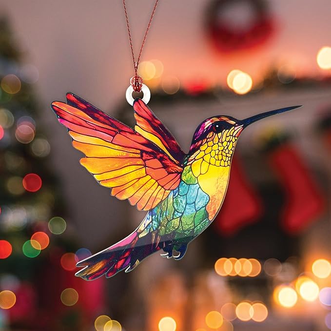 Hummingbird Gifts for Women, Colorful Hummingbird Ornament, Bird Ornaments for Christmas Tree, Hanging Decor for Door, Yard, Outdoor or Windows, Home Decor, Birthday Gift for Mom
