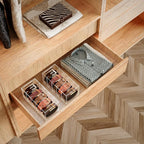 Acrylic Belt Organizer Holder for Closet with Dust Cover Lid - Clear Storage Display Case for Drawer - 5 Compartments