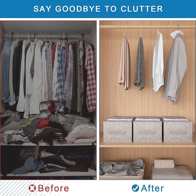 Wardrobe Clothes Organizer, 5 Compartments Jeans Organizers and Storage, Stackable Drawer Organizer for Closet - Pants, Sweaters, T-Shirts, Dimension 14.2" x 11"x 8"