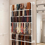 Wall Mounted Display Rack, 7-Layer Wrapping Paper Ribbon Organizer Scarves Tie & Scarf Rack Belts Towel Holder Necktie Hijab Stand Metal Shelving for Home, Retail Stores, Flower Shop