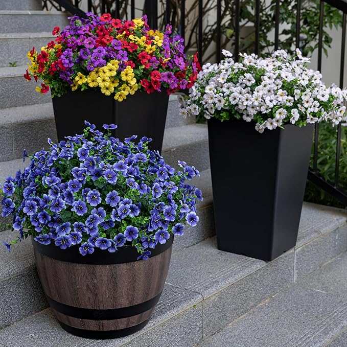 Lnoicy 20 Bundles Artificial Flowers for Outdoor Fake Plants for Spring Decoration,Faux Eucalyptus Flowers for Planter UV Resistant Lifelike for Home Porch Garden（4 Color）