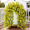 Artificial Hanging Flowers Plants for Outdoor Spring Summer Decoration, 2PCS Faux Silk Daisy UV Resistant Look Real for Outside Home Indoor Planter Porch Garden Yard Decor(Yellow)