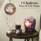 Dream Catcher - Dreamsum 7 Chakra Tree of Life Dream Catcher Native Boho Dreamcatcher Rattan Wall Decor, Handmade Natural Rattan Brown Crystal Hanging Decor for Bedroom Living Room (Dark Brown)