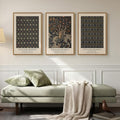 Framed Vintage William Morris Canvas Wall Art Set of 3, Nature Rustic Botanical Artwork for Walls, Retro Classic Floral Illustrations Paintings Pictures for Living Room, Bedroom, Dining Room, Hallway, Office Wall Decor, Total Size 30x60 in