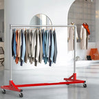 Simple Houseware Industrial Grade Z-Base Garment Rack, 500lb Load with 63 Inches Extra Long Bar, Red