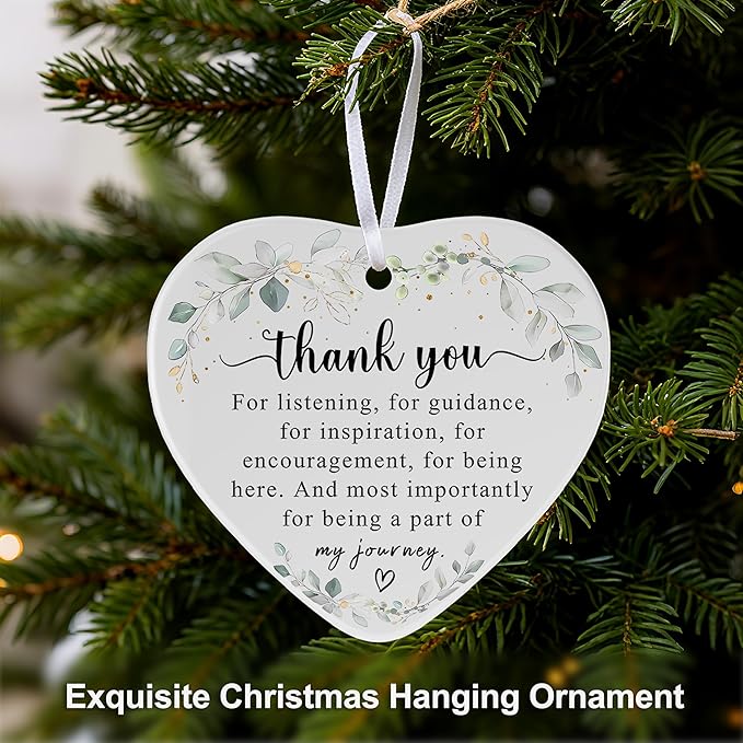 Thank You Gifts for Women, Coworkers, Ornaments fot Friendship Gift, Ceramic Heart Shape Appreciation Gift for Employee, Teacher, Car Hanging Ornaments, Car Charm, Mirror Accessories