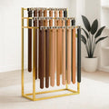 Retail Belt Display Stand,Floor Mounted Belt Hanger, Metal Men Belt Organizer,Commercial Tie Scarf Purse Display for Clothing Retail and Home (Gold)