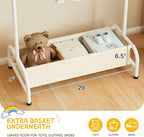 MISSLO Kids Clothing Rack with Basket Small Dress Up Storage Short Toddler Dress Up Rack Kids Closet for Baby Clothes, White