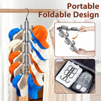 Hat Hangers for Closet, Hanging Hat Organizer with 10-Hook, Stainless Steel Hat Rack, Space Saving Cap Holder, Collapsible Hat Storage for Baseball Caps