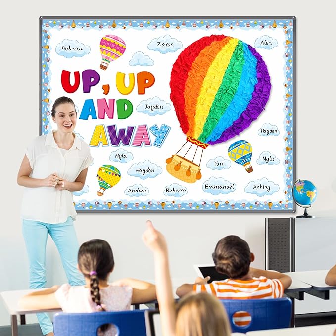 Epakh Hot Air Balloon Bulletin Board Set Hot Air Balloon DIY Classroom Decorations 3D Paper Cutouts for Back to School Preschool Elementary Summer Window Chalkboards Wall Door Decor