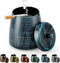 Ashtray for Cigarettes Outdoor, Outdoor Ashtray with Lid for Cigarette, Metal Odorless Windproof Smokeless AshTray for Patio Home Office Tabletop Balcony