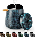 Ashtray for Cigarettes Outdoor, Outdoor Ashtray with Lid for Cigarette, Metal Odorless Windproof Smokeless AshTray for Patio Home Office Tabletop Balcony