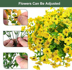 Artificial Flowers for Outdoor, UV Resistant Fake Silk Flowers, Realistic Faux Plants for Outside Indoor Porch Patio Window Box Planter Home Decor (16, Yellow)