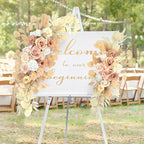 Ting's time Wedding Arch Flowers Artificial Silk Large Flower Swag Boho Styles Reception Backdrop Floral Decor for Wedding Party Ceremony, Pack of 2 (Beige)