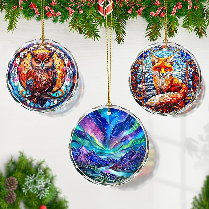 Northern Lights Stained Glass Ornament, Christmas Tree Decor, Northern Lights Ornaments for Christmas Tree, Holiday Presents, Gift Exchange