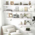 Vivelove White Floating Shelves 12 Inches Deep, 48x12 Floating Shelves for Wall with Invisible Brackets, Room Shelves for Living Room Bedroom Kitchen Office, Set of 2