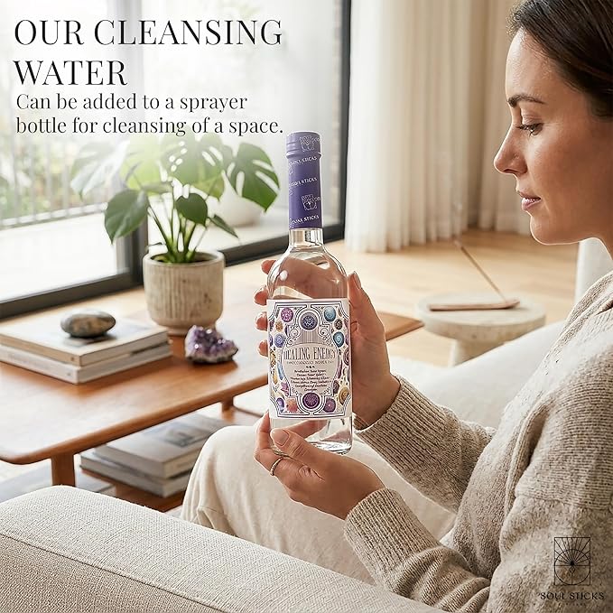 SOUL STICKS Cleansing Water 7.5 oz. Bottle for Rituals, Clearing Negative Energy and Purifying Home Spiritual Florida Water Area Deodorizer (Healing Energy)