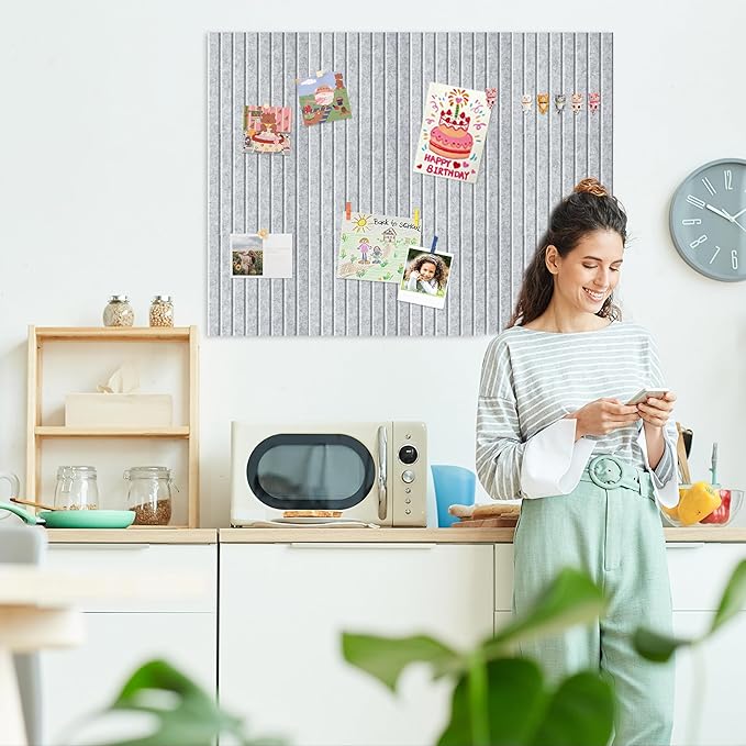Cork Board for Walls 36" x 24", 6 Pack Felt Bulletin Board Wall Tiles with 30 Push Pins for Home Kitchen School Office Wall DIY Decorative