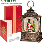 Christmas Snow Globes Lantern with Music, Santa Claus Scene Snow Globes with Water Swirling Glitter Effects, USB/Battery Powered with 6-Hour Timer, Christmas Decorations Gift