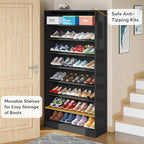 Tribesigns 2PCS Shoe Cabinet, 9 Tiers 40-45 Pairs Heavy Duty Wood Freestanding Shoe Storage Cabinet, 70.8'' Tall Shoe Cabinet with Open Storage for Entryway (Black)