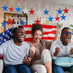 24PCS 4th of July Decorations for Tree, Patriotic Star Shaped Ornaments, Pre-Assembled Red Silver and Blue Star Ornaments, 250 Anniversary USA Merchandise for Memorial Day Fourth of July Party Decor