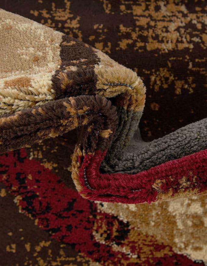 Unique Loom Barista Collection Area Rug - Kouillou (6' 1" Octagon, Multi/Brown)