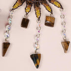 Mini Sun Catcher Dream Catcher – Handmade Sunburst Wall Hanging with Tiger Eye Stones & Crystal Beads for Window Decor, Bedroom, Meditation Space or Gift