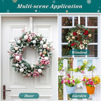 HOOSUN 4th of July Decorations Wreath Hangers for Front Door,12 Inch Metal Wreath Hook Holder for Spring Decor,20 Lbs White Over The Door Wreath Hanger for Spring Patriotic Wreath Front Porch Decor