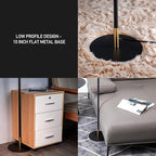 O'Bright Velum - Classic Floor Lamp, Elegant Linen Shade, Pull Chain Switch, Luxury Gold Handle, Modern Minimalist Design - Perfect for Living Room, Bedroom, Office - Black
