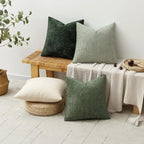 MIULEE Pack of 4 Couch Throw Pillow Covers 22x22 Inch Neutral Green Soft Decorative Chenille Pillow Covers Farmhouse Accent Cushion Covers for Boho Spring Home Decor Sofa Bedroom Living Room