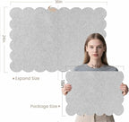 Lightomorrow Scalloped Bulletin Board, 36 x 24 Inches Felt Pin Board - Decorative Cork Alternative for Wall, Foldable Picture Self-Adhesive Vision Prayer Board with 20 Pushpins - Light Gray