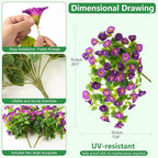 Homsunny Artificial Fake Flowers Plants for Outdoor, 2PCS Long 29.5 in Faux Petunias Silk Flower UV Resistant No Fade for Home Outside Garden Balcony Yard Porch Realistic Spring and Summer Decor